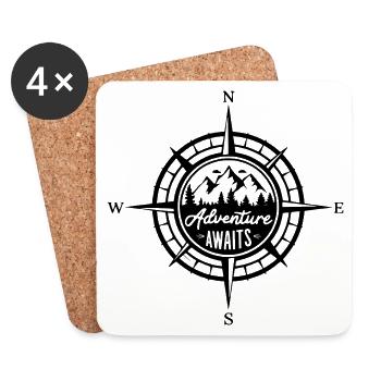 Mountains - Adventure Awaits - Coasters (set of 4) - white - Front