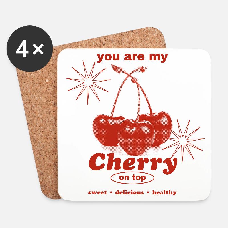 Cherry on Top – Süße Perfektion - Untersetzer (4er-Set) - Weiß