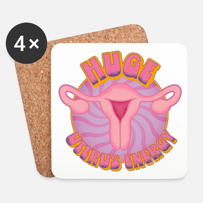 Huge Uterus Energy – Power & Empowerment - Untersetzer (4er-Set) - Weiß