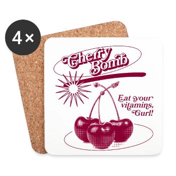 Explosion d’une bombe de cerise - Dessous de verre (lot de 4) - blanc - Devant