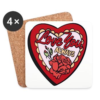Je t’aime toujours - Coeur rétro romantique - Dessous de verre (lot de 4) - blanc - Devant