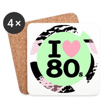 I ♥ 80s – Neon Retro Vibes - Coasters (set of 4) - white - Front