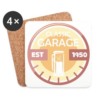 Voiture vintage garage rétro tenue vintage voiture classique - Dessous de verre (lot de 4) - blanc - Devant