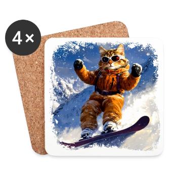 Planche à neige pour chat - Dessous de verre (lot de 4) - blanc - Devant