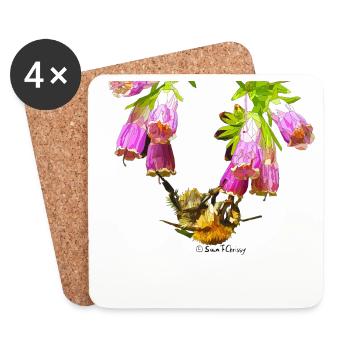 Bienchenmosaik mit Realistik Effekt - Untersetzer (4er-Set) - Weiß - Vorne