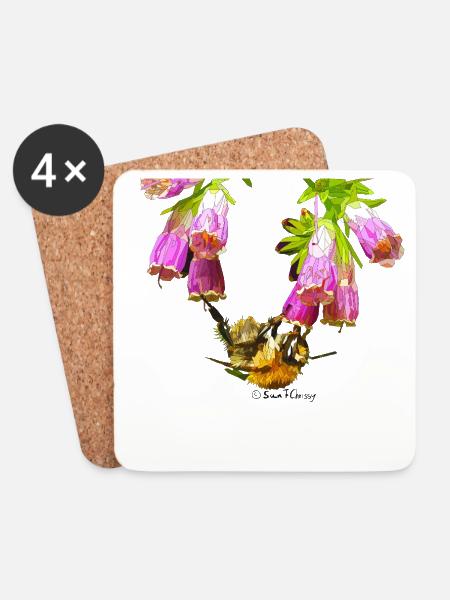 Bienchenmosaik mit Realistik Effekt - Untersetzer (4er-Set) - Weiß