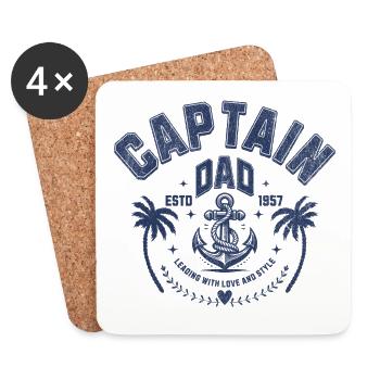 Design Captain Dad avec Ancre et Palmier - Dessous de verre (lot de 4) - blanc - Devant