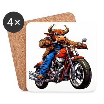 Taureaux Moto / Motard Taureau - Dessous de verre (lot de 4) - blanc - Devant