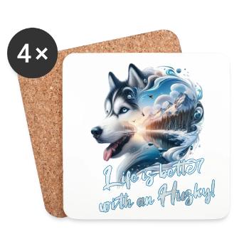 Husky - Coasters (set of 4) - white - Front
