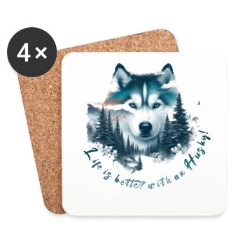 Husky - Coasters (set of 4) - white - Front