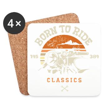 Born to Ride – Vintage Motorrad Retro Biker Logo - Untersetzer (4er-Set) - Weiß - Vorne