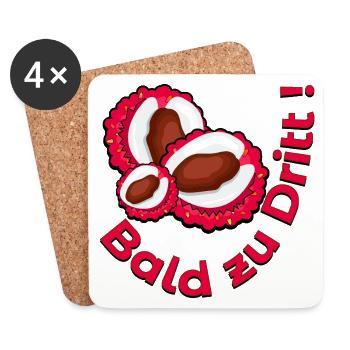 SCHWANGERSCHAFT VERKÜNDEN - LYCHEE - ZU DRITT - Untersetzer (4er-Set) - Weiß - Vorne