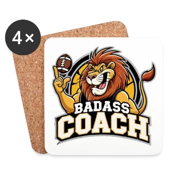 Badass Coach Coach Lion Football Gift - Coasters (set of 4) - white - Front