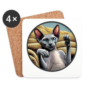 Shpynx chat montrant des pattes - Dessous de verre (lot de 4) - blanc - Devant