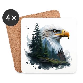Aigle de la nature - Dessous de verre (lot de 4) - blanc - Devant