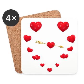 Loving heart design with arrow - Coasters (set of 4) - white - Front