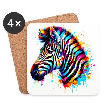 Zebra - Untersetzer (4er-Set) - Weiß - Vorne