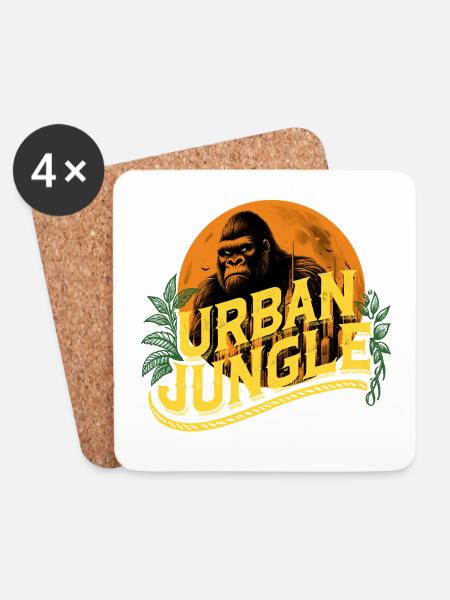 Urban Jungle Logo Color - Coasters (set of 4) - white