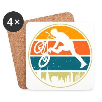 Rétro coucher de soleil vélo cycliste design - Dessous de verre (lot de 4) - blanc - Devant