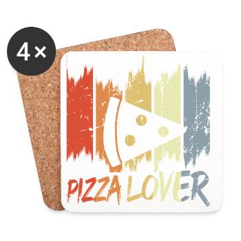 Vintage Pizza Liebhaber - Untersetzer (4er-Set) - Weiß - Vorne