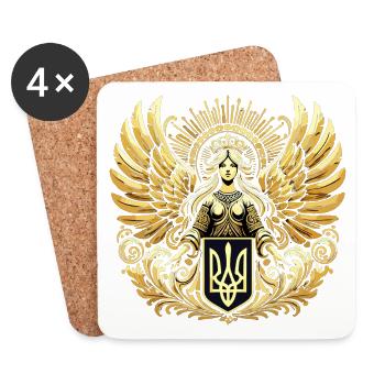 Ukraine Wappen Schutzengel Gold Geschenk - Untersetzer (4er-Set) - Weiß - Vorne