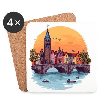 Amsterdam Skyline - - Coasters (set of 4) - white - Front