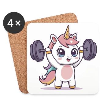 Unicorn Athlete in Training - Coasters (set of 4) - white - Front