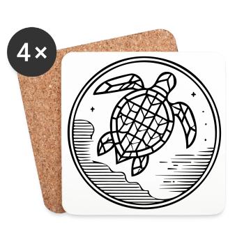 Turtle & Ocean – Spirituelle Verbindung von Meer - Untersetzer (4er-Set) - Weiß - Vorne