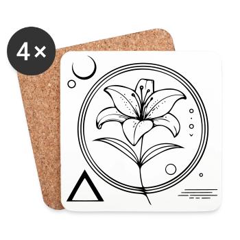 Floral geometry – the lily as a symbol - Coasters (set of 4) - white - Front