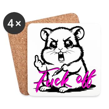 Funny Hamster *Fuck off* - Coasters (set of 4) - white - Front