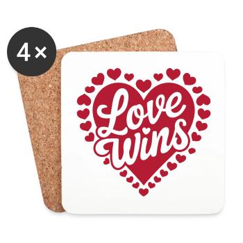 L’amour gagne le cœur Design - Dessous de verre (lot de 4) - blanc - Devant
