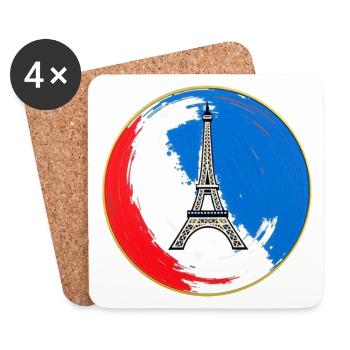 France Badge – Tricolor Pride - Coasters (set of 4) - white - Front