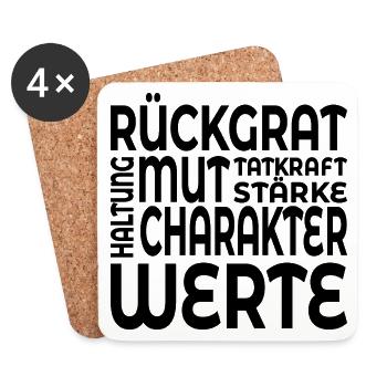 RÜCKGRAT WERTE HALTUNG - Untersetzer (4er-Set) - Weiß - Vorne