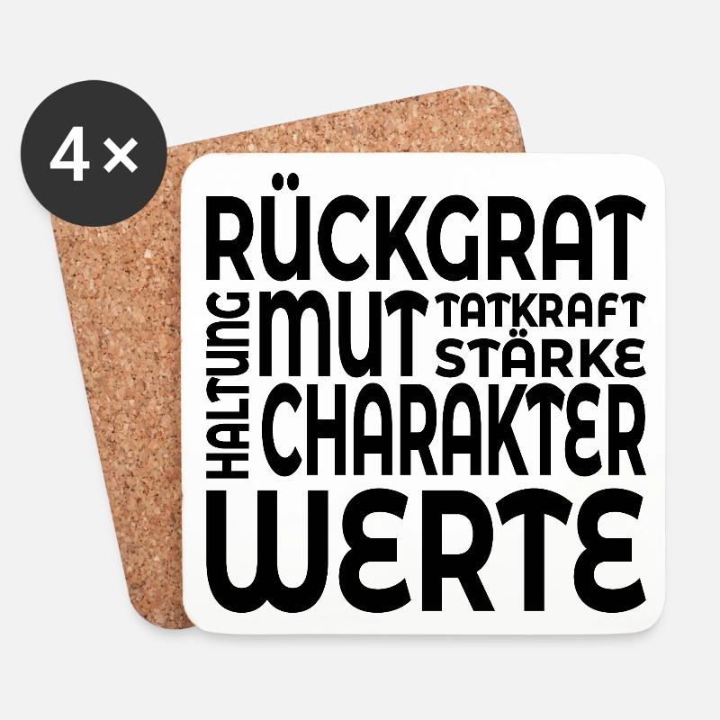 RÜCKGRAT WERTE HALTUNG - Untersetzer (4er-Set) - Weiß