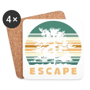 Escape Wald Design – Retro Natur Adventure Logo - Untersetzer (4er-Set) - Weiß - Vorne