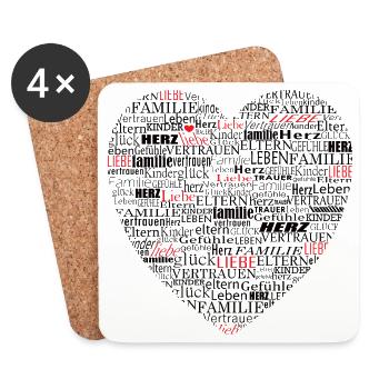 Heart Typography Dear Family - Coasters (set of 4) - white - Front