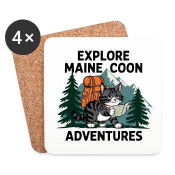 Explorer Maine Coon Adventure Imprimer - Dessous de verre (lot de 4) - blanc - Devant