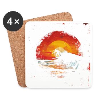 Surfer Sonnenuntergang - Untersetzer (4er-Set) - Weiß - Vorne