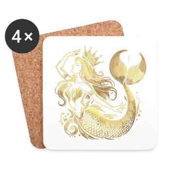 Sirène Sirène Princesse Or Cadeau Doré - Dessous de verre (lot de 4) - blanc - Devant