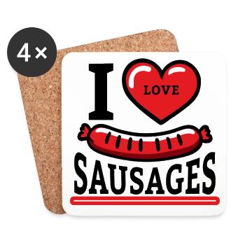 I love Sausages - Untersetzer (4er-Set) - Weiß - Vorne