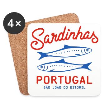 Sardines Sardinhas en conserve Portugal - Dessous de verre (lot de 4) - blanc - Devant