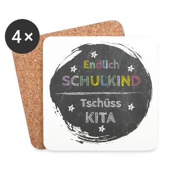 Finally a schoolchild - goodbye daycare | Chalkboard Design - Coasters (set of 4) - white - Front