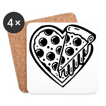 Pizzaliebe | Liebe? Ich bevorzuge Pizza! - Untersetzer (4er-Set) - Weiß - Vorne