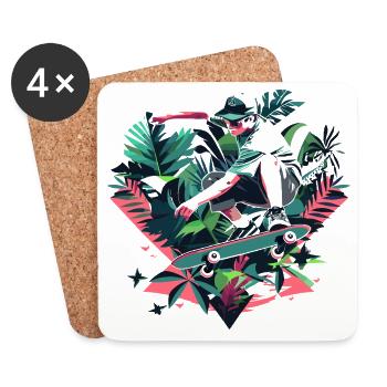 Skateboarder Graphic - Coasters (set of 4) - white - Front