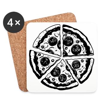 Pizza Drawing - Coasters (set of 4) - white - Front