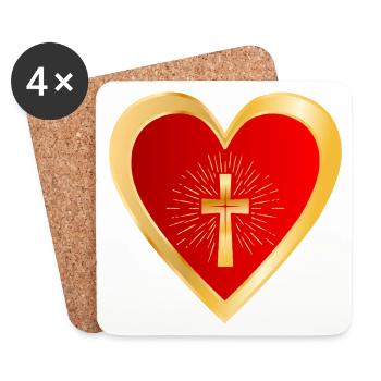 CHURCH CROSS LOVE HEART - Coasters (set of 4) - white - Front