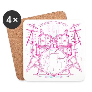 Trapset Line Art - Coasters (set of 4) - white - Front