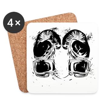 Kickboxing Gloves - Coasters (set of 4) - white - Front