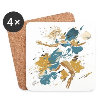 Graffiti d’un joueur de volley-ball - Dessous de verre (lot de 4) - blanc - Devant
