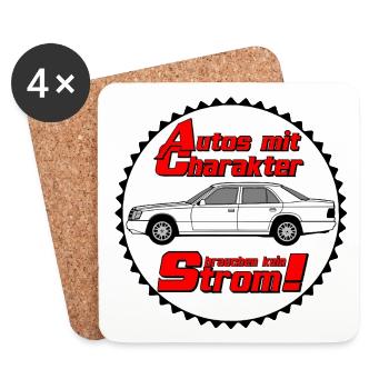 MB W124 , Youngtimer,Chrakter (25) - Untersetzer (4er-Set) - Weiß - Vorne